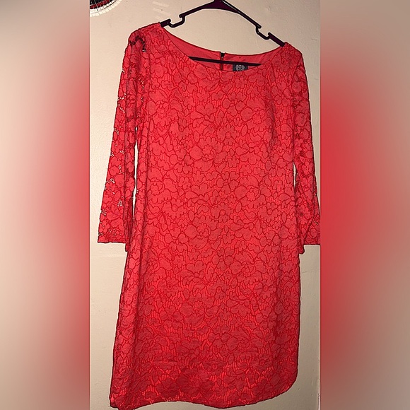 NWOT Vince Camuto Coral Lace Overlay cocktail Mini Dress size 8 ORIGINAL $180 - Picture 2 of 8